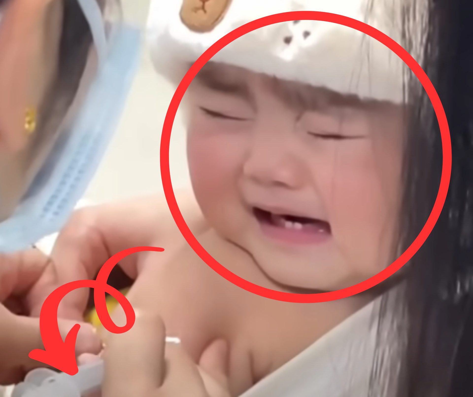 Baby cute reaction with injection